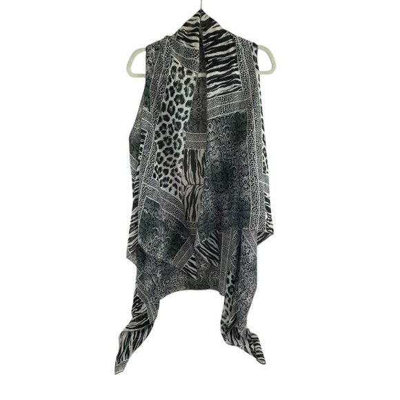 Sax Womens Animal Print Open Front Kimono Vest Duster Lightweight One Size Artsy - Picture 12 of 12